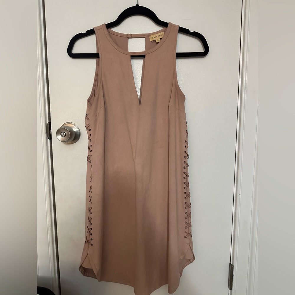 Faux Suede Black Swan Dress